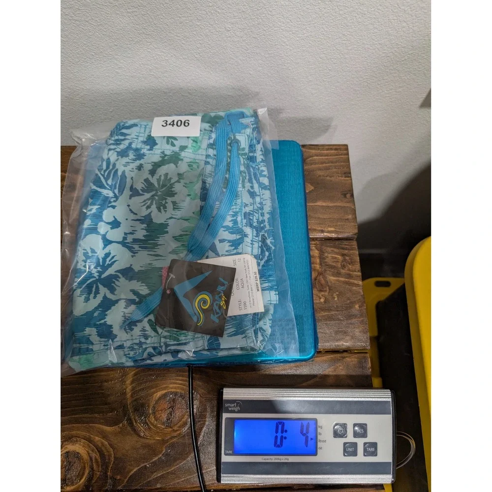 Kanu Surf Boys Oceanside Aqua Floral Board Shorts Swim‎ Trunks Size 12